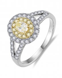 MULTI TONE OVAL DIAMOND ENGAGEMENT RING (TR6252)